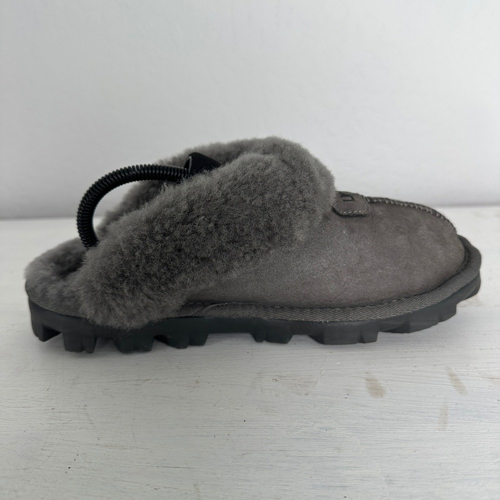 UGG Slippers Womens 7 Coquette Charcoal Grey Sheepskin Suede 5125 - Picture 5 of 12